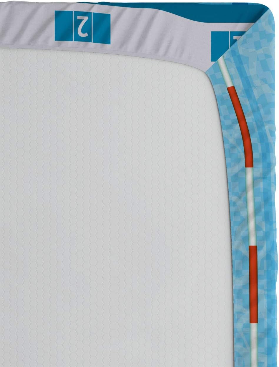 Lunarable Sábana bajera azul, piscina temática de competición deportiva con imagen de pictograma acuático, funda de cama con bolsillo profundo