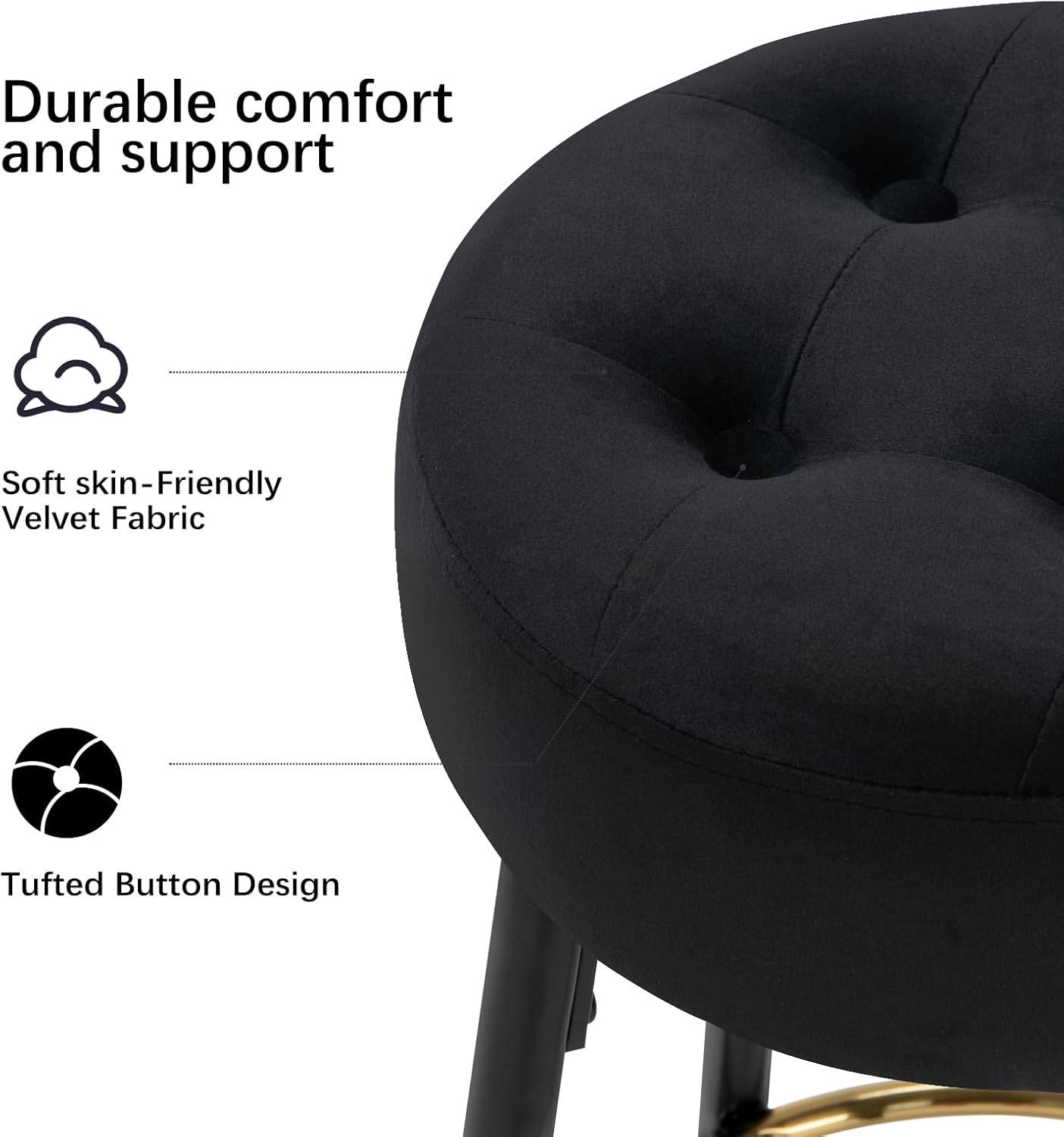 Furnimart Juego de 2 taburetes de bar redondos modernos de 30 pulgadas, taburete tapizado para silla de comedor con reposapiés dorado para isla de