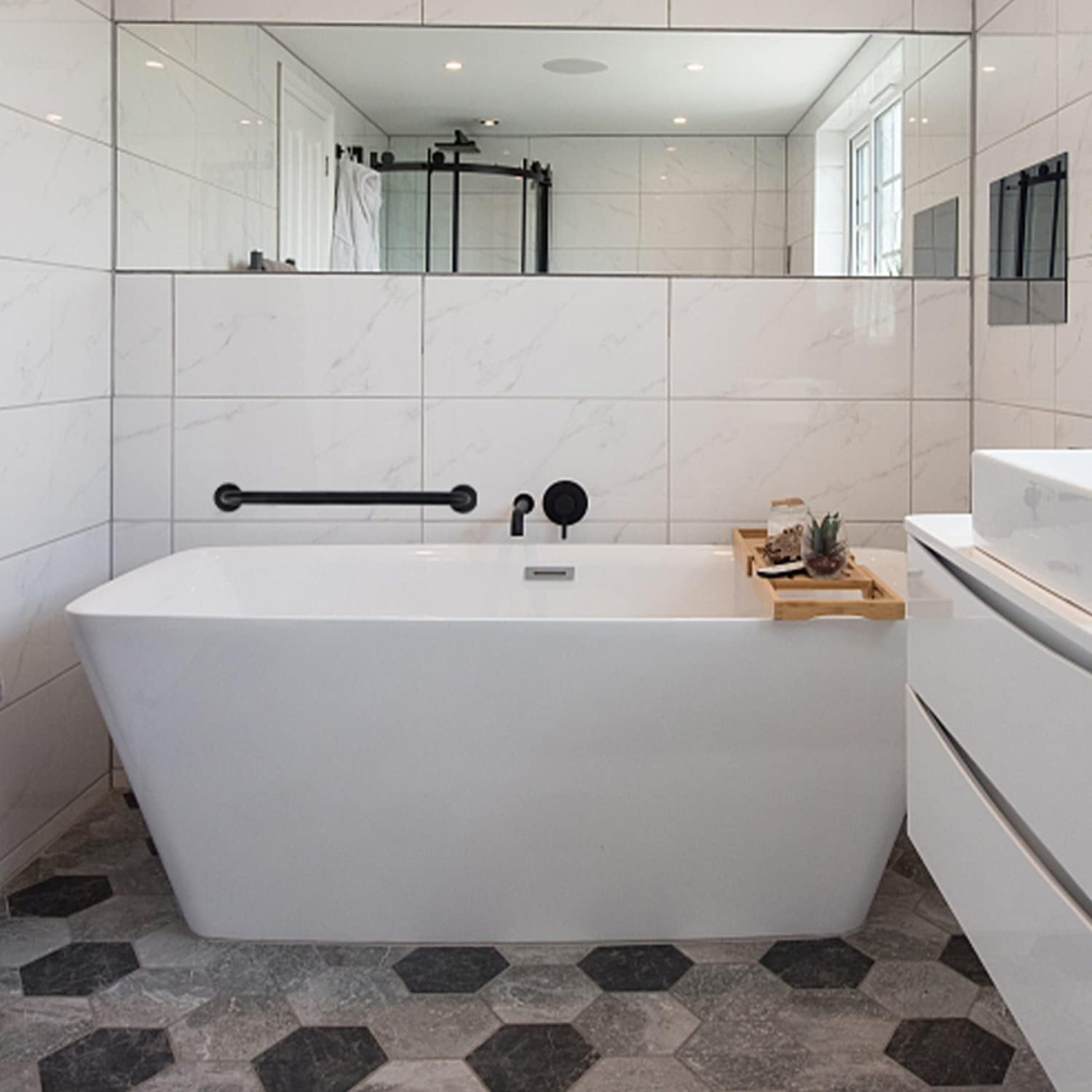 supregear – Paquete de 2 barras de agarre para baño, barra de seguridad negra de 20 pulgadas de longitud, mango antideslizante de acero inoxidable
