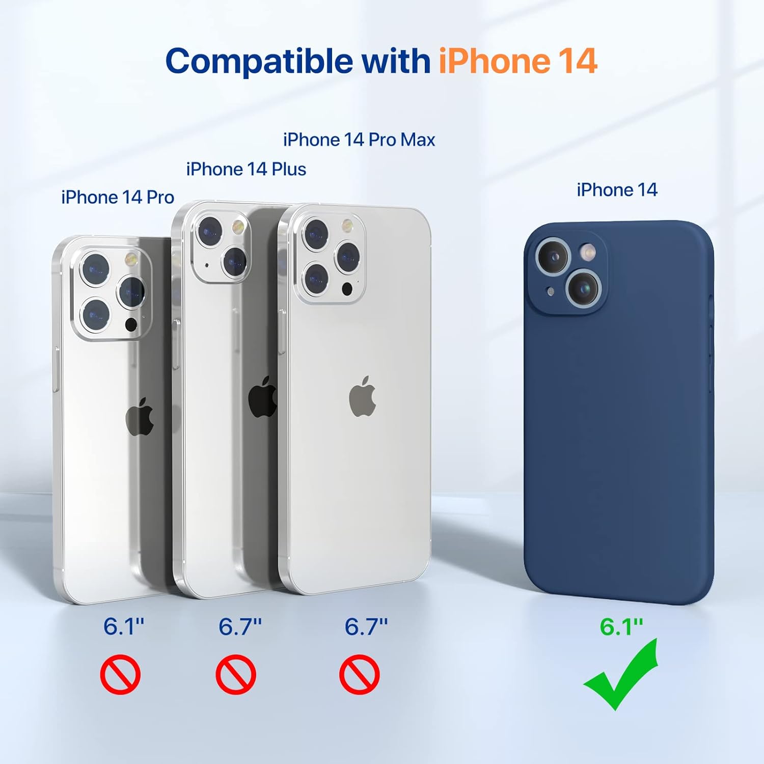 Miracase – Funda diseñada para iPhone 14, de silicona líquida a prueba de golpes, con protector de pantalla y forro de microfibra, protege mejor la