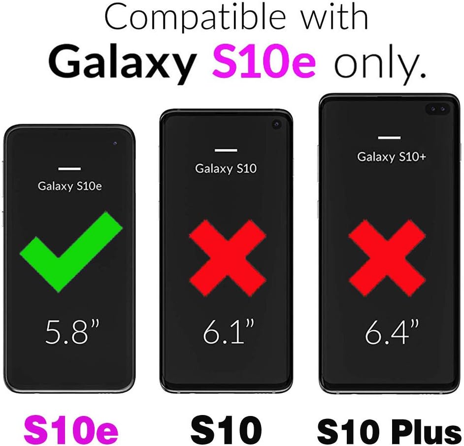 Funda de teléfono para Samsung Galaxy S10e con cremallera y clip para cinturón de piel sintética para tarjetas de crédito y dinero en efectivo,