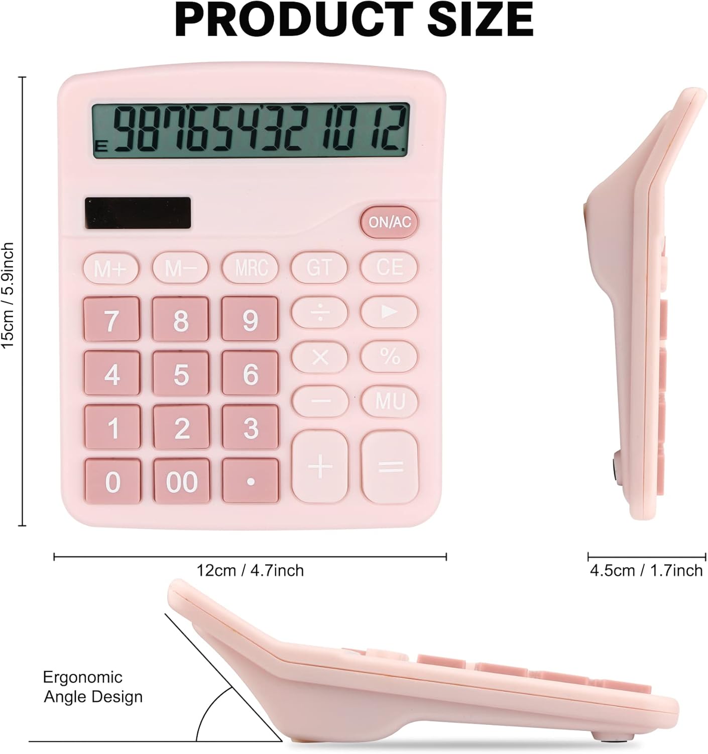 Calculadora de escritorio, calculadora electrónica compacta de 12 dígitos con batería solar de 12 dígitos con pantalla LCD, calculadoras científicas