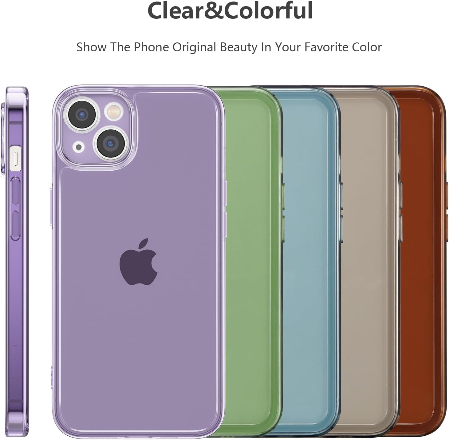 ZTOFERA Funda para iPhone 15 6.1 pulgadas, Transparente Suave Silicona Bumper Protector Retro Color Transparente A Prueba de Golpes Caja Del
