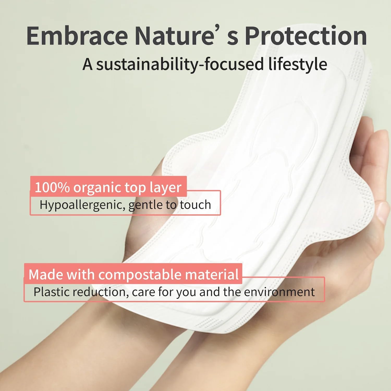 Lhamo Almohadillas con funda de algodón orgánico – Absorbencia, material compostable, productos menstruales y de período, servilleta sanitaria
