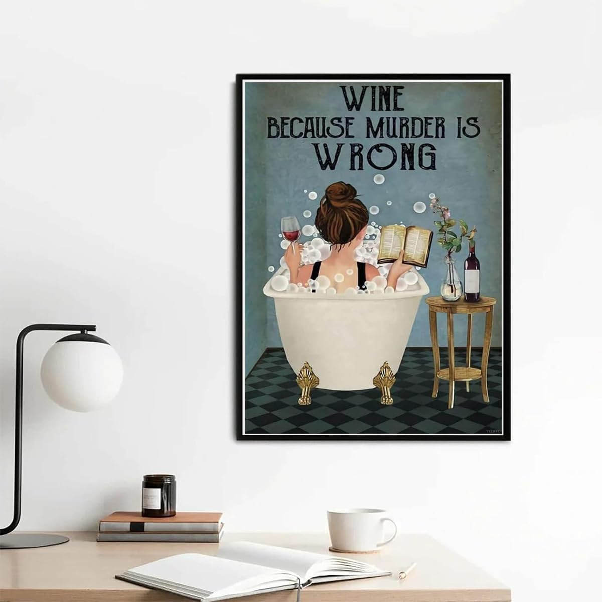 YEEIFFD Kits de pintura de diamante 5D Wine Because Murder is Wrong Diamond Art Kits perfectos para decoración de pared de oficina en casa, 12 x 16