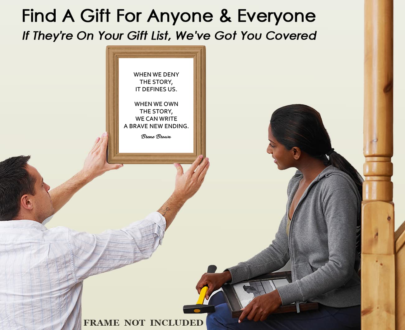 Inspirational Wall Art Poster “When We Deny the Story” Brene Brown – 11×14 Unframed Motivational Wall Art & Positive Affirmations Wall Decor for