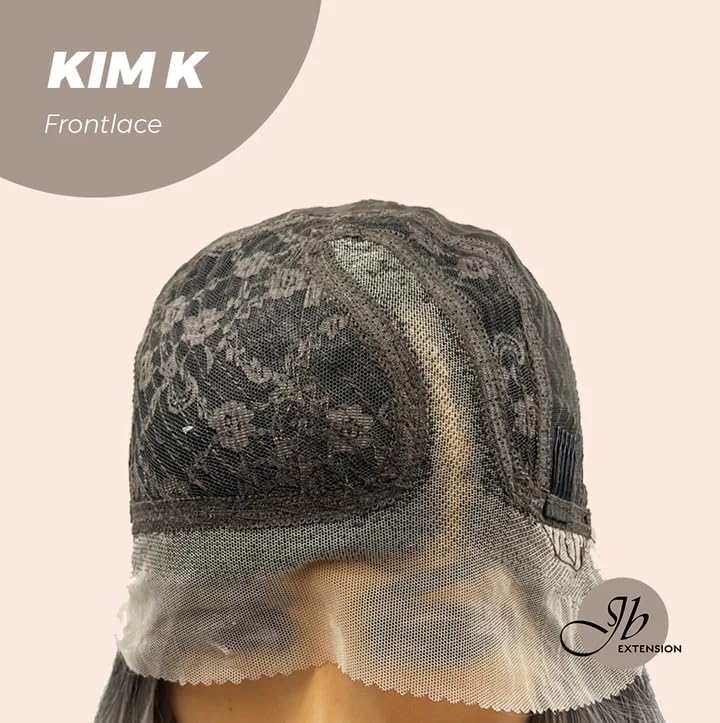 KIM K – Peluca de encaje frontal extra larga, recta, color gris oscuro con reflejos para mujer, pelucas sintéticas naturales para uso diario