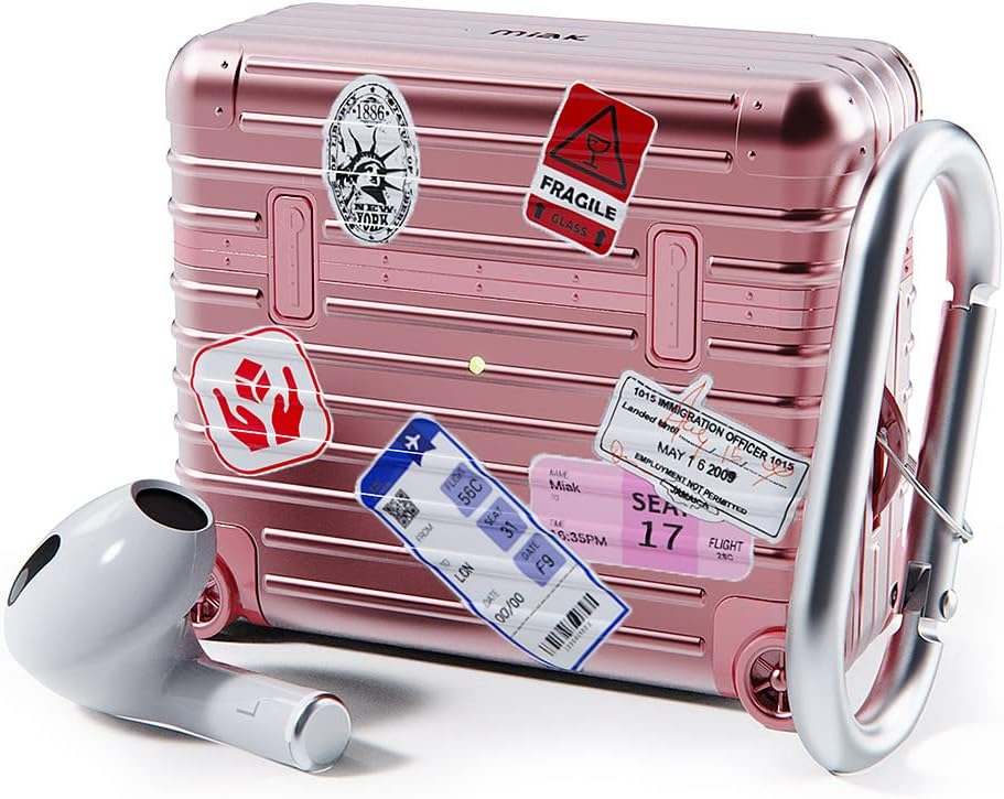 AirPods 3rd Generation Carrying Case Cover Suitcase, Hard Case, Carrying Bag, Polycarbonate TPU, Carabiner, Wireless Charging, Qi Compatible,