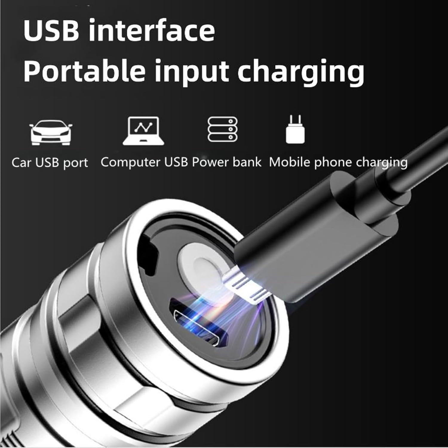 Uscallm 2PCS LED Flashlight, 100000 Lumens Super Bright Flashlight, Zoomable, USB Rechargeable Flashlight with 4 Lighting Modes, IPX6 Water-Proof