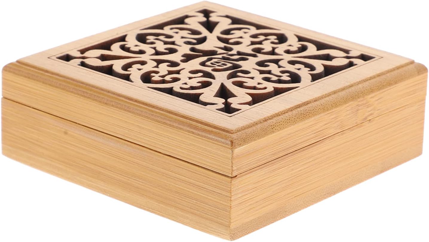 Garneck Caja de madera de agar, soporte para cono, decoración del hogar, accesorios de spa, quemador de incienso, incienso de bambú, quemador de