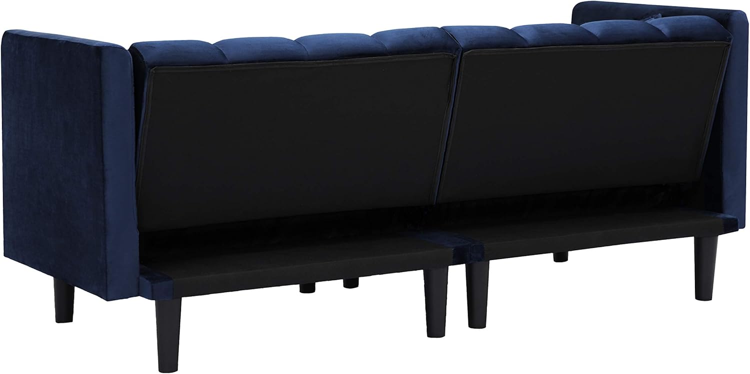 Terciopelo convertible, 2 almohadas modernas, 3 ángulos ajustables para respaldo, sofá de sala de estar con 7 patas de metal resistentes, sofá