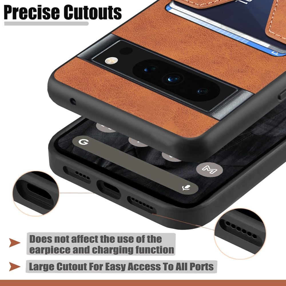 Kowauri Funda para Google Pixel 8 Pro, Funda de piel sintética con ranura para tarjeta de crédito Funda protectora ultra delgada para Google Pixel 8