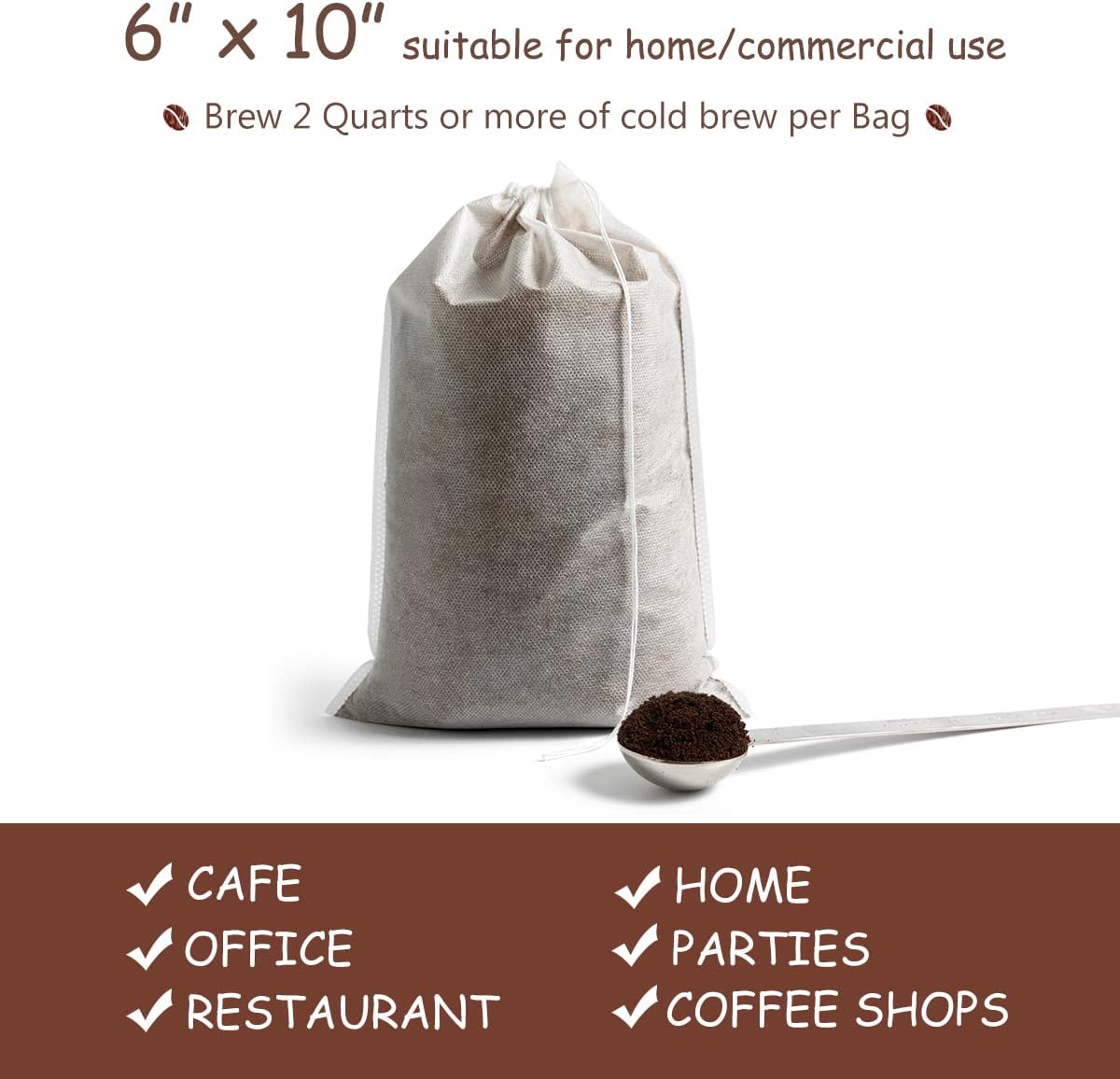 Bolsas de café Cold Brew 60 unidades desechables de malla fina para concentradocafetera helada, kit de prensa francesafría, té caliente en tarro