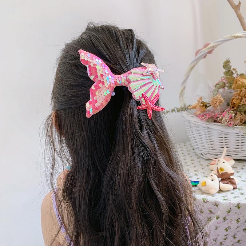 Pinzas para el pelo de cola de sirena para niñas, pinzas para el pelo de cola de pez, pasadores de pelo de sirena con purpurina, horquillas de