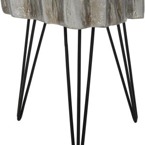 Moderna mesa auxiliar auxiliar para patio, pequeña mesa auxiliar con patas de horquilla para interior y exterior, patio, sala de estar, 19 pies de Moderna mesa auxiliar auxiliar para patio, pequeña mesa auxiliar con patas de horquilla para interior y exterior, patio, sala de estar, 19 pies de