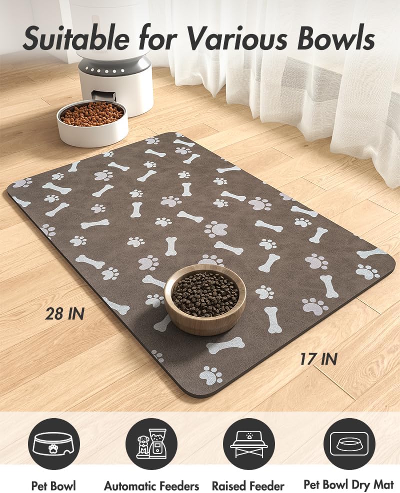 Tapete de alimentación para mascotas, tapete absorbente de comida para perros, tapete para alimentos y agua, sin manchas, de secado rápido,