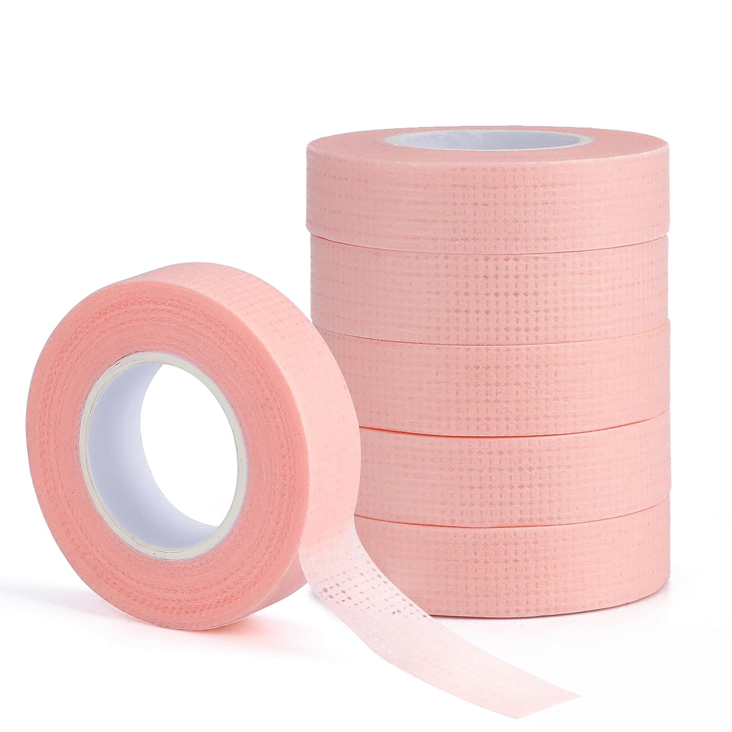 6 rollos de cinta médica de microporos de polietileno para extensiones individuales de pestañas, 12 pulgadas x 10 yardas, paquete individual (rosa)
