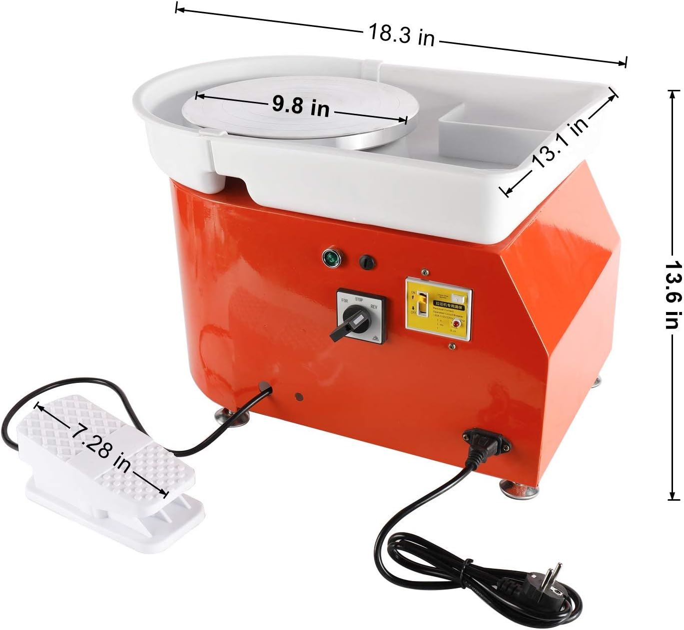 HighFree Máquina eléctrica de rueda de cerámica de 9.8 in con lavabo lavable desmontable, pedales de pie y herramientas de escultura de arcilla