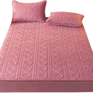 LOriax Juego de sábanas bajeras de terciopelo lechero de invierno coral de forro polar grueso, juego de tres piezas, rosa A-70.8 x 78.7 pulgadas LOriax Juego de sábanas bajeras de terciopelo lechero de invierno coral de forro polar grueso, juego de tres piezas, rosa A-70.8 x 78.7 pulgadas