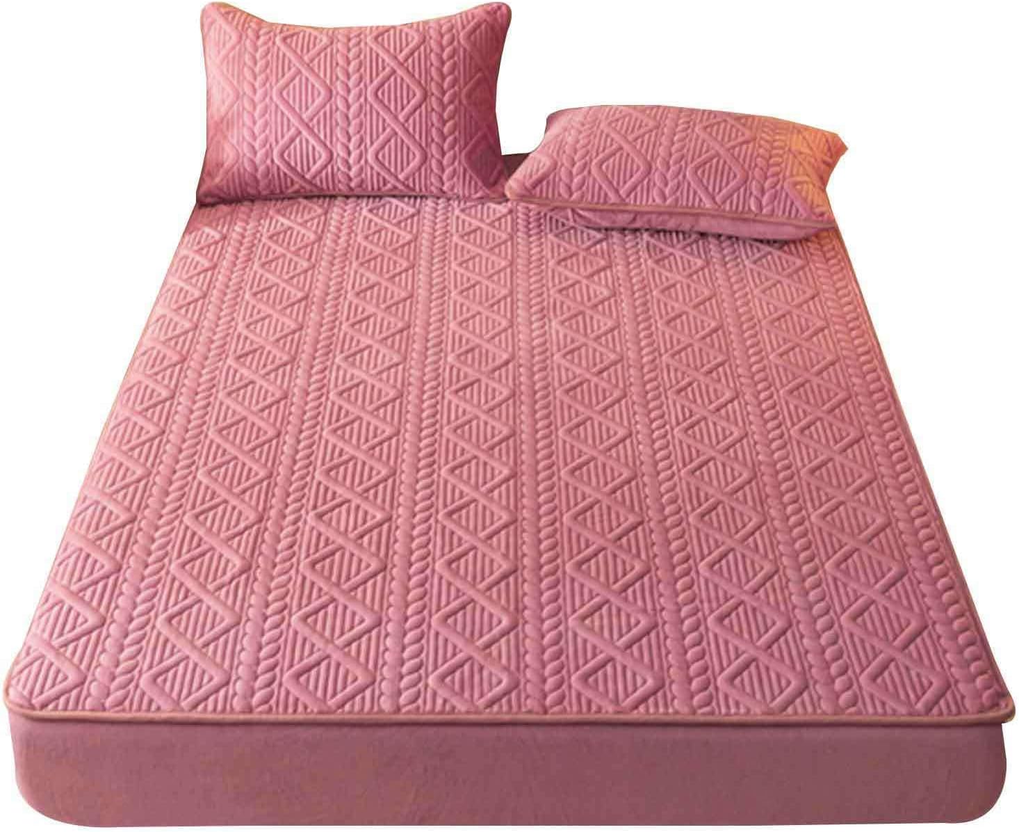 LOriax Juego de sábanas bajeras de terciopelo lechero de invierno coral de forro polar grueso, juego de tres piezas, rosa A-70.8 x 78.7 pulgadas