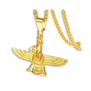 Future Faravahar Ahura Mazda Pendant Men Iran Jewelry Gold Plated Zoroastrian Gold Color Iranian Necklace for Men and Women, Father’s Day Gift!, Future Faravahar Ahura Mazda Pendant Men Iran Jewelry Gold Plated Zoroastrian Gold Color Iranian Necklace for Men and Women, Father’s Day Gift!,