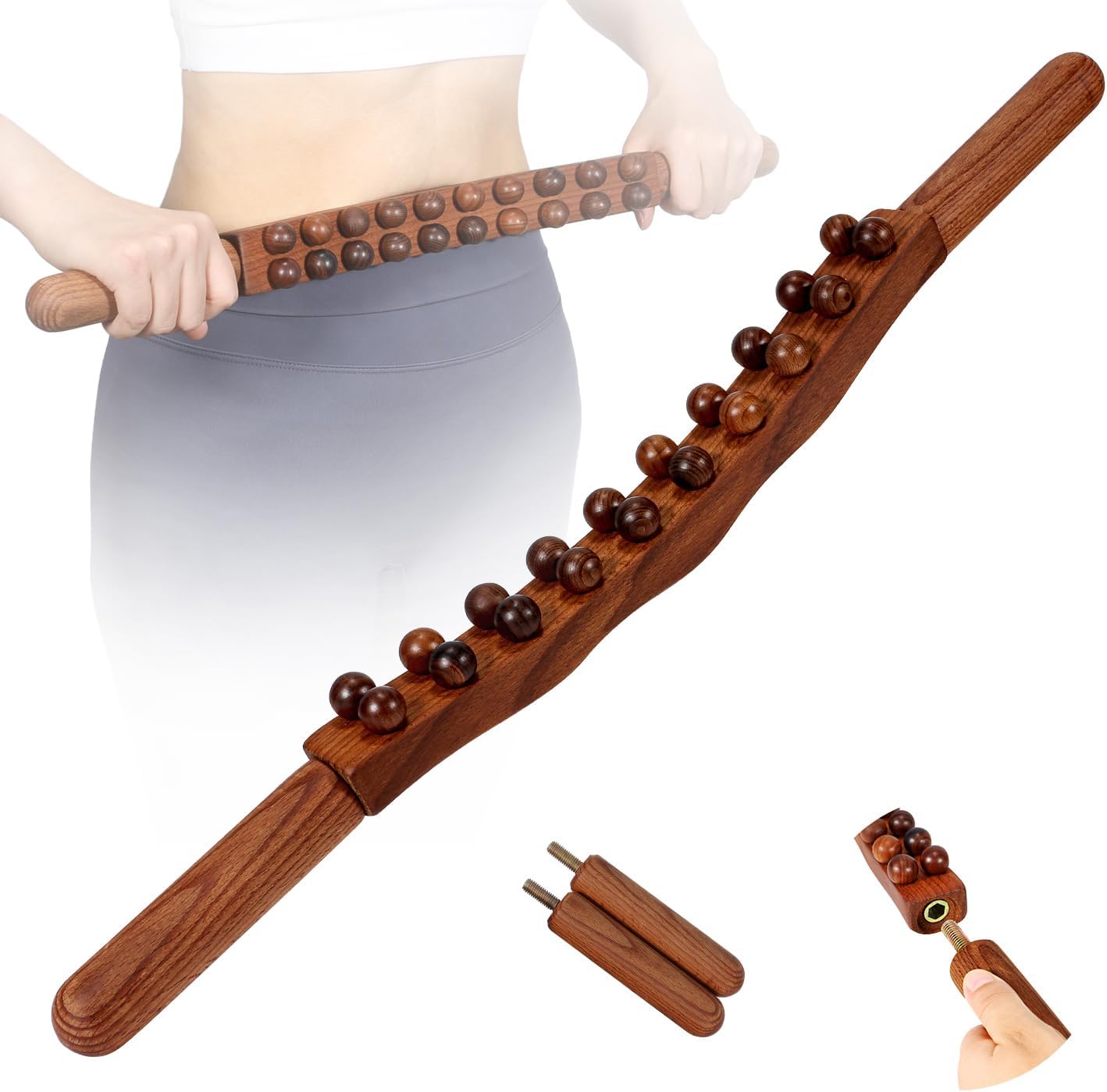 Wood Therapy Guasha Wood Stick Herramientas de masaje, drenaje linfático, masajeador de celulitis estomacal, herramienta de liberación miofascial,