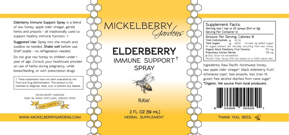 Espray para la garganta con propóleos de miel de saúco, apoyo inmunológico natural y capa de garganta para niños y adultos (2 onzas)