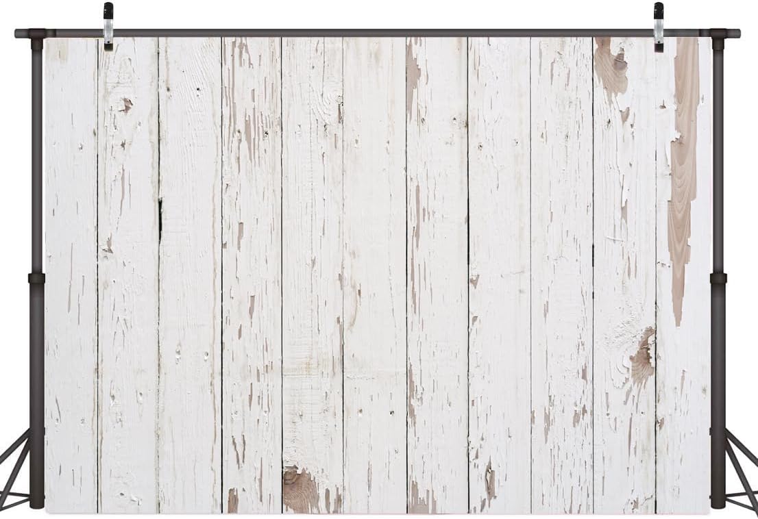 AIIKES Telón de fondo de madera vintage de 8 x 6 pies, fondo de madera blanca para fotografía de recién nacido, decoración de fiesta de cumpleaños,