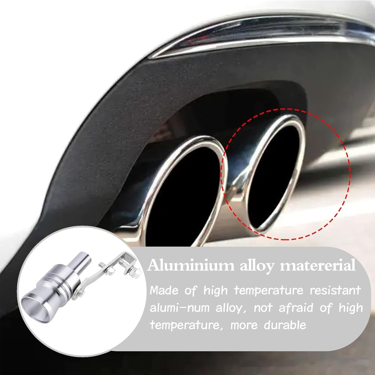 2 simuladores de silbato de sonido turbo modificado para automóvil, impermeable, metal para escape, cola de silbato, simulador de punta de válvula