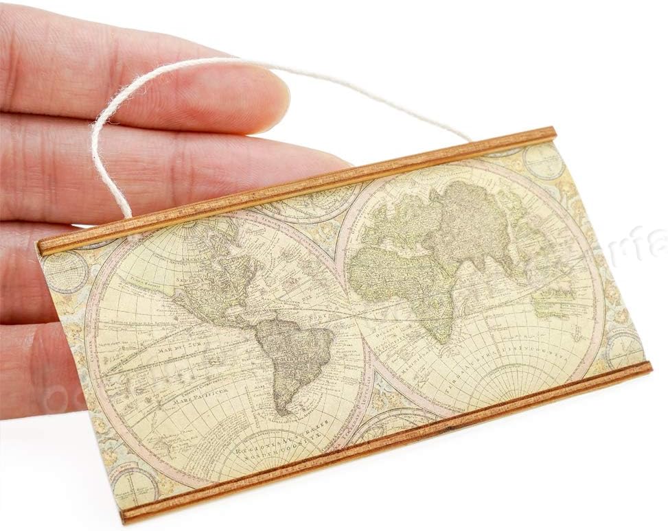 Odoria Accesorios de decoración de casa de muñecas con mapa del mundo en miniatura 112