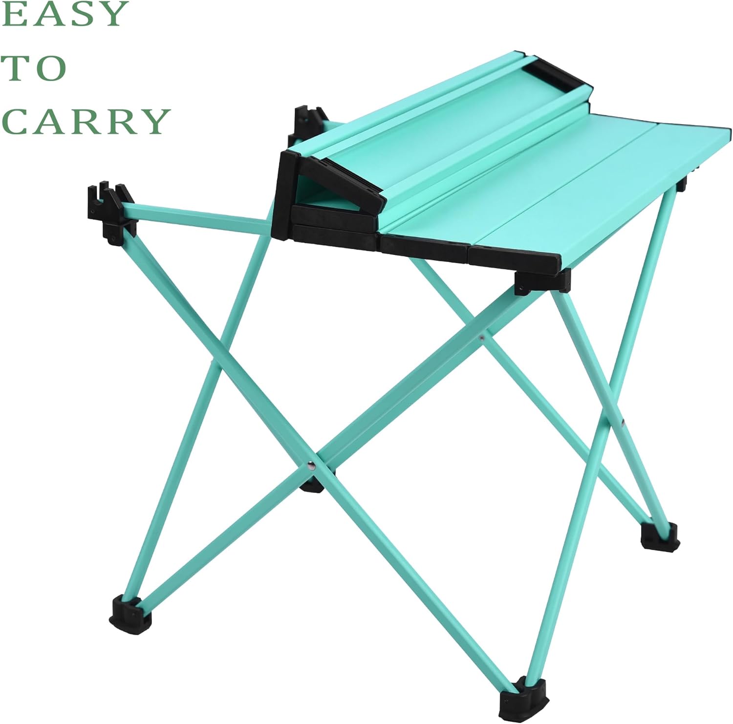 Grope Mesa de camping plegable pequeña con parte superior de aluminio, mesa de playa para arena con bolsa de transporte, perfecta para exteriores,