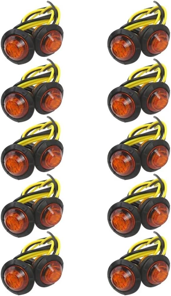 Paquete de 20 luces de marcador LED de 34 pulgadas y 12 V para camión, remolque, RV, lámpara lateral redonda para Jeep WranglerGrand