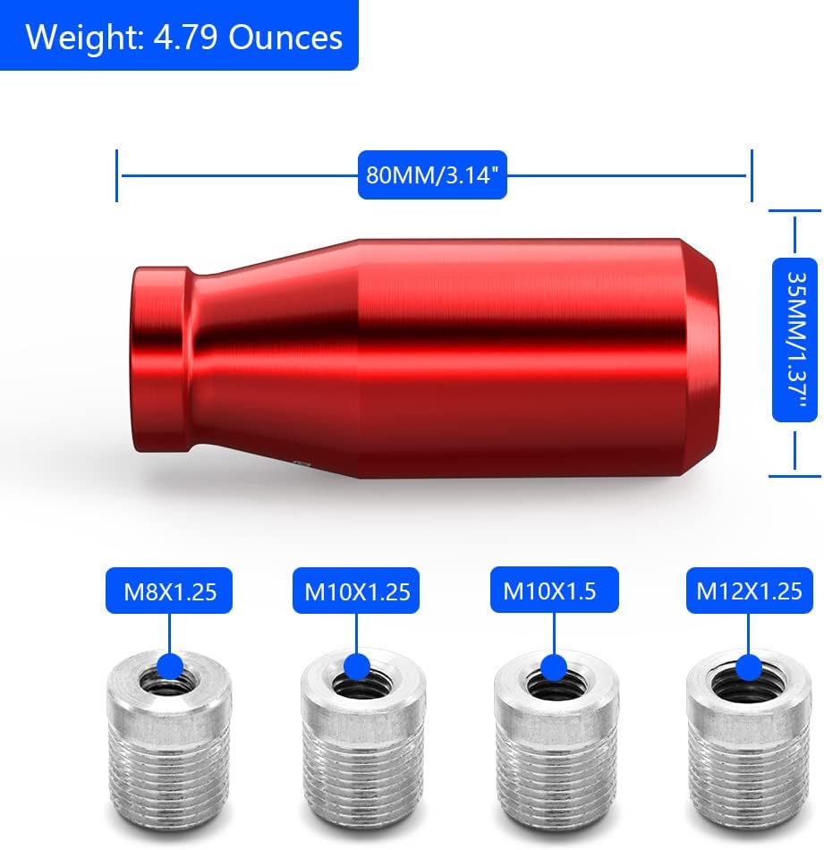 Viemx&Bm Pomo de cambio de 6 velocidades, extensión JDM Racing manual automático con adaptador atornillado para Mazda Miata Subaru Focus ST 350z