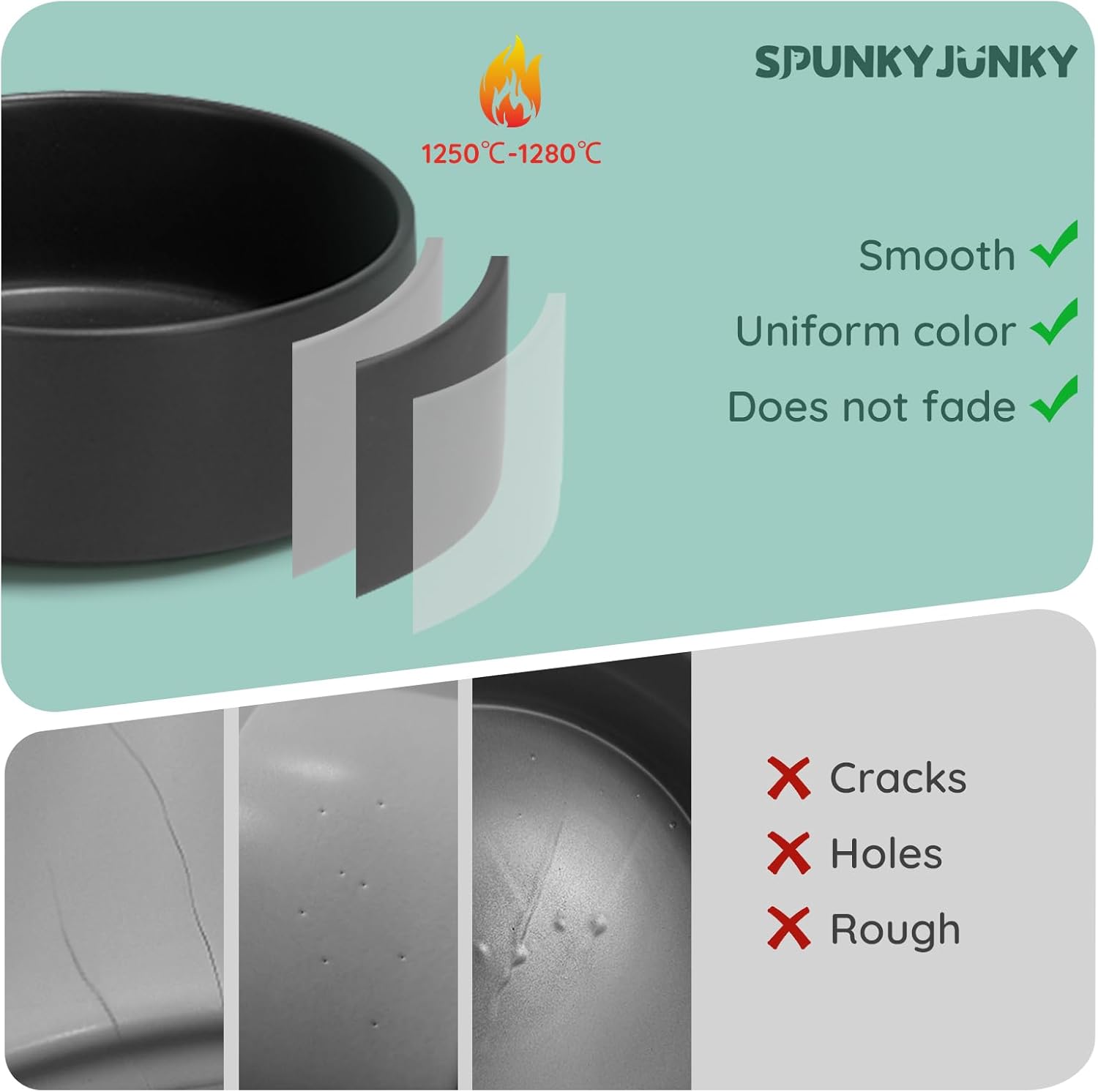SPUNKYJUNKY Cuenco de cerámica de 13.5 onzas para perros y gatos, moderno y lindo cuenco de agua con peso para repuesto negro (paquete de 1)