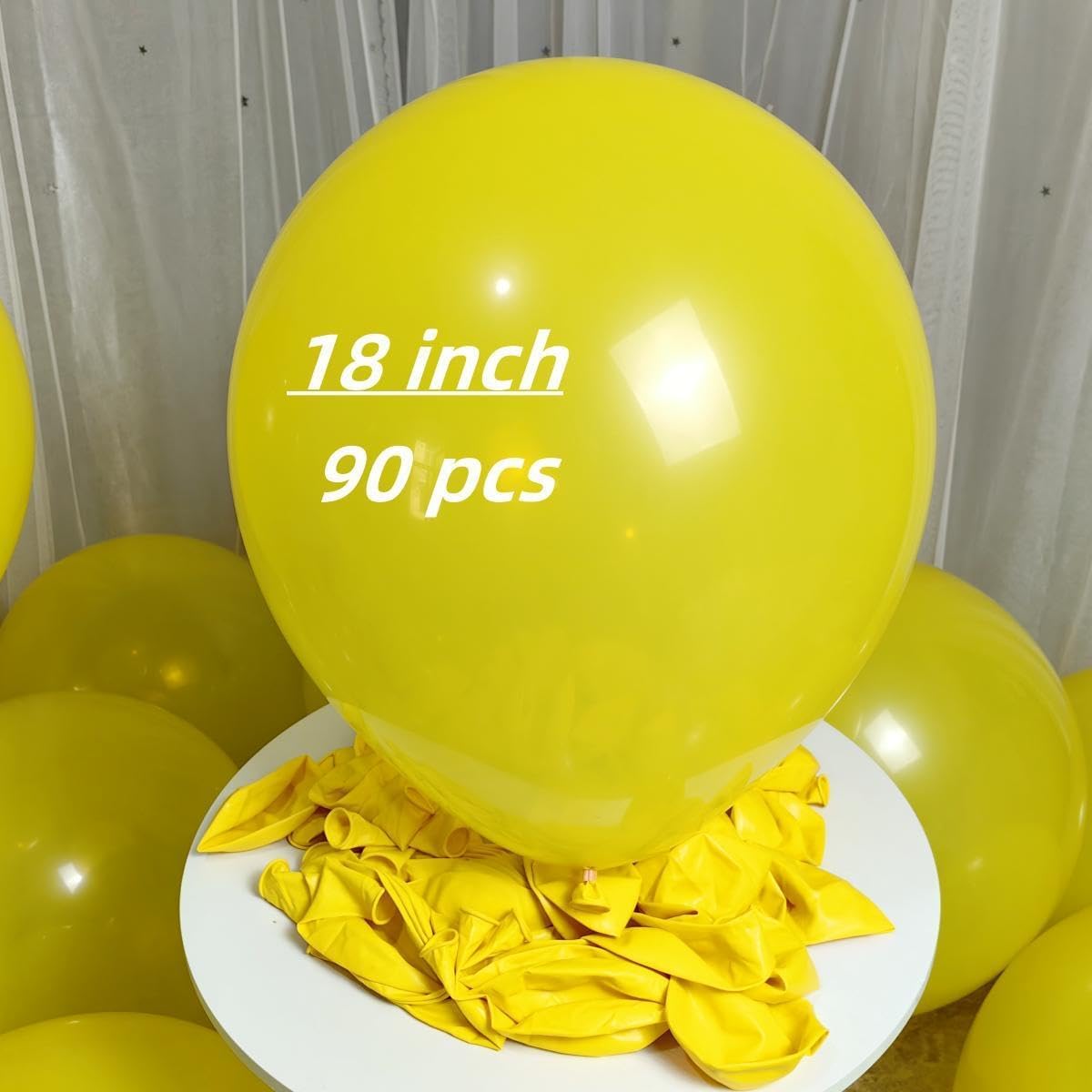 Paquete de 90 globos amarillos de látex amarillo de 18 pulgadas para decoraciones de fiestas y eventos ZWZLIULIAN