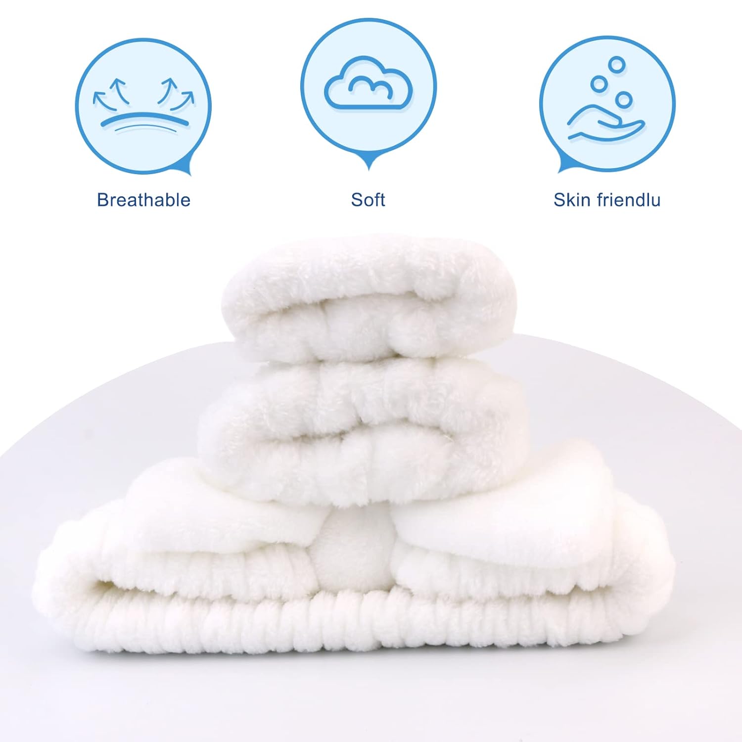 Juego de 3 diademas de spa y muñequeras para lavado de cara, reutilizables, suaves, para maquillaje, diademas de forro polar para el cuidado de la