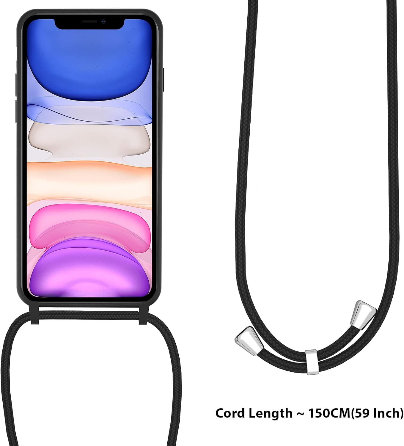 UEEBAI Funda de teléfono con cordón cruzado para iPhone 15 Pro Max de 6.7 pulgadas, funda de teléfono de silicona con correa ajustable para collar,