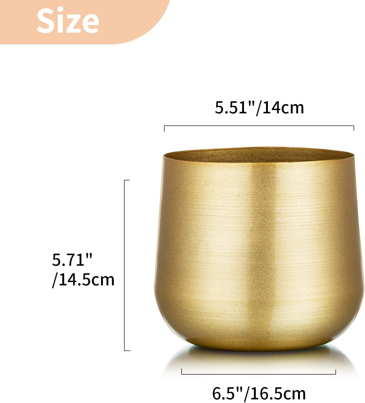 Nuptio 2 macetas doradas de metal con agujero de drenaje, organizador de almacenamiento moderno, regalos decorativos para bodas, interiores y