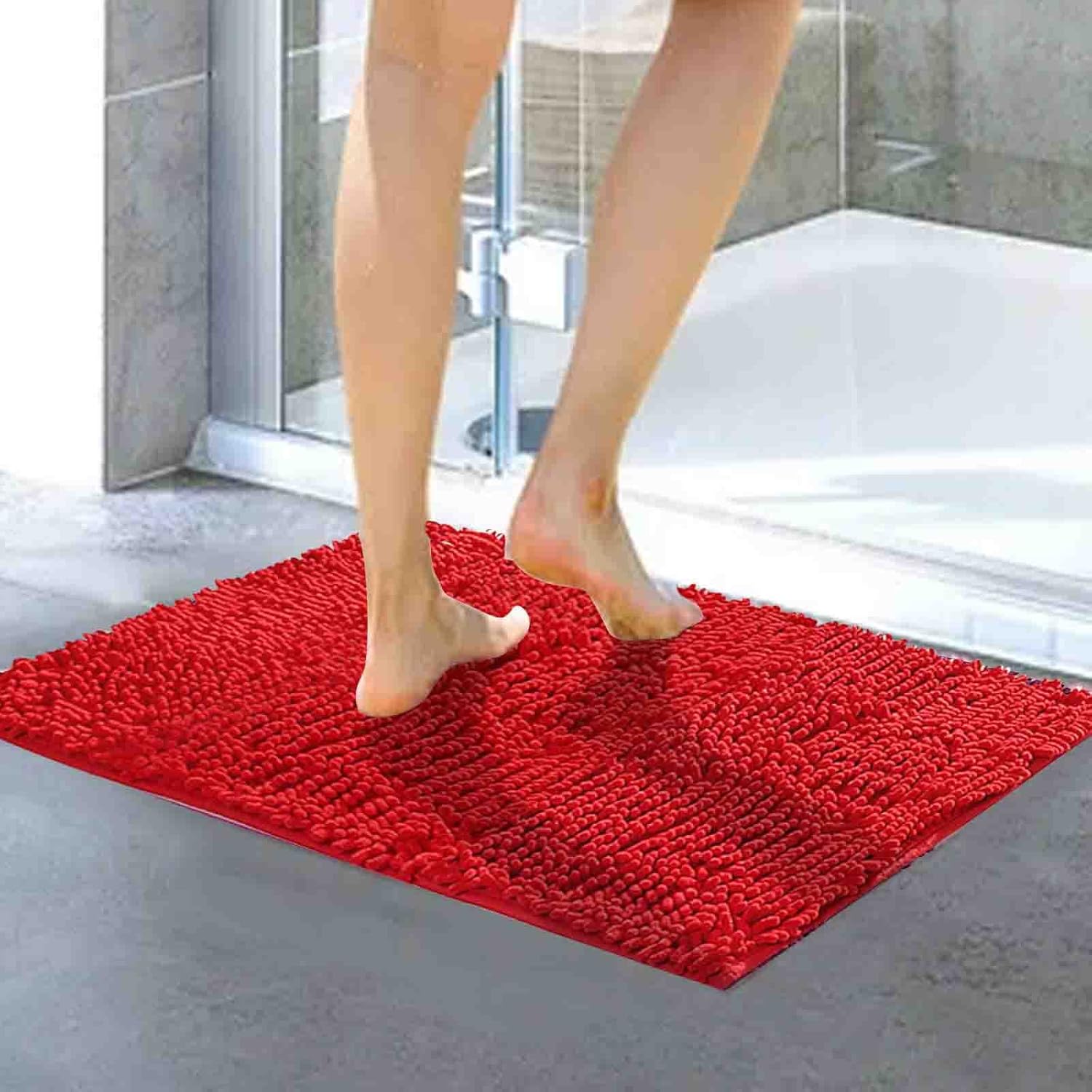 Alfombras de baño de 32 x 20 pulgadas, suaves, antideslizantes, absorbentes, de secado rápido, alfombra de baño de felpilla esponjosa, lavable y