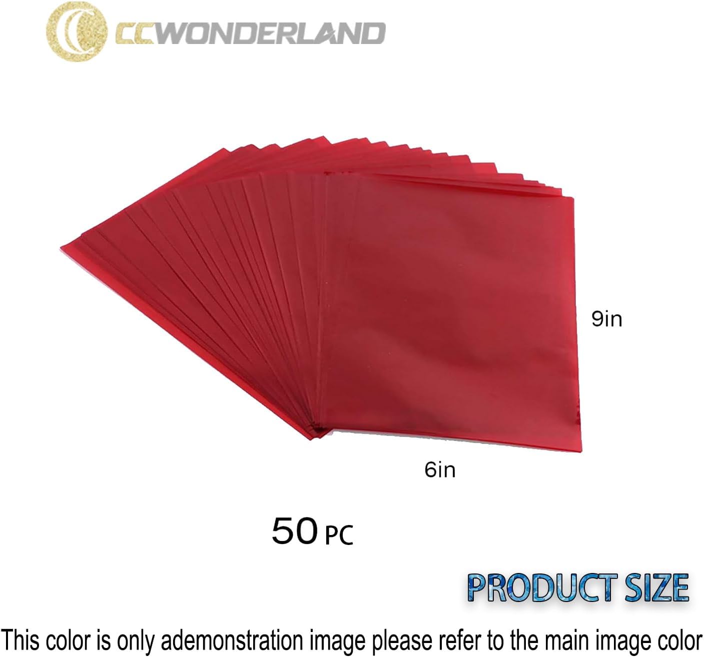 Paquete de 50 bolsas de celofán transparentes de 6 x 9 pulgadas, color negro