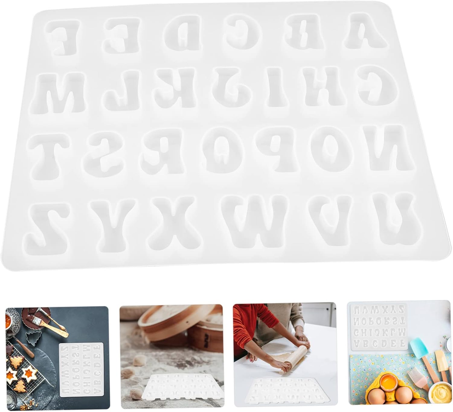 HOMSFOU Letter Stencil Supple Fondant Molds Letter Molds for Chocolate Letter Symbol Molds Baking Supply Silicone Chocolate Molds Candy Making Mold