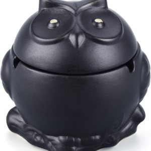 Cenicero de cerámica con tapa, ceniceros de cigarrillos para interiores y exteriores, cenicero de animales de búho, soporte para cenizas para Cenicero de cerámica con tapa, ceniceros de cigarrillos para interiores y exteriores, cenicero de animales de búho, soporte para cenizas para