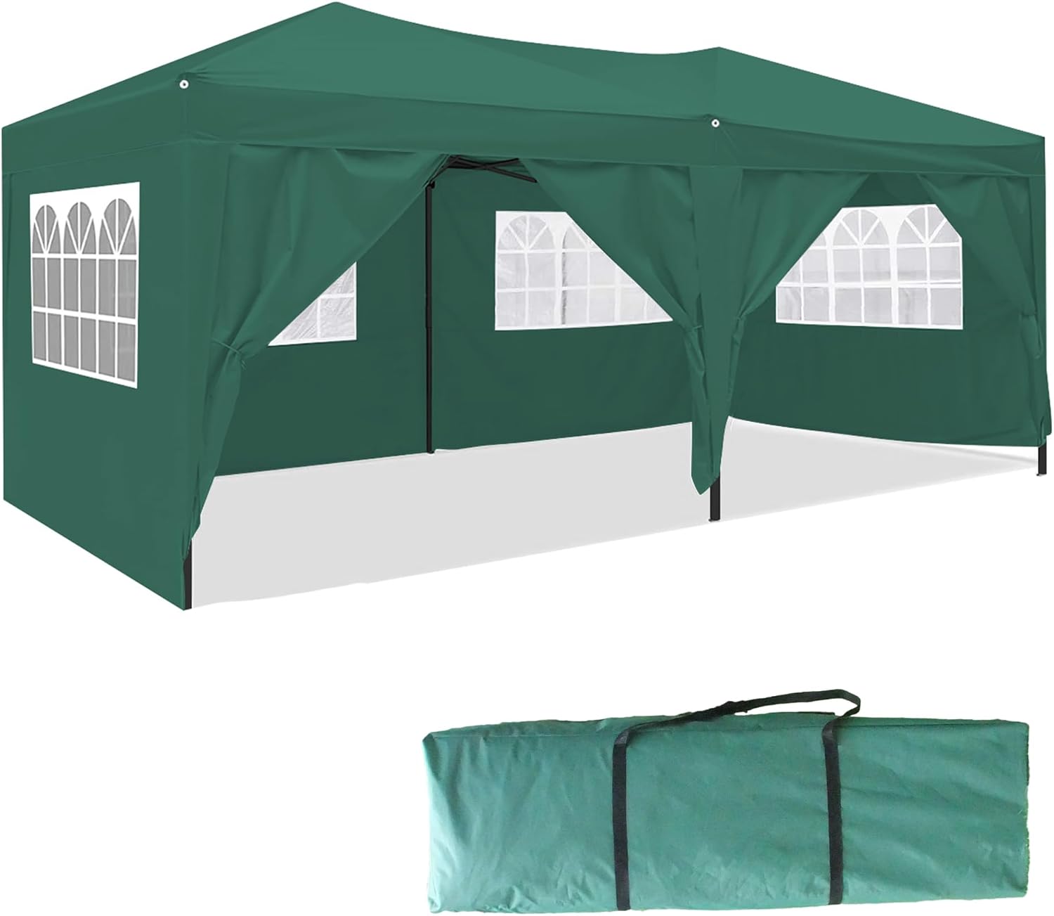 Cenador desplegable de 10 x 20 pies con 6 paredes laterales extraíbles y bolsa de transporte, impermeable, anti-UV, tienda de campaña para fiestas,