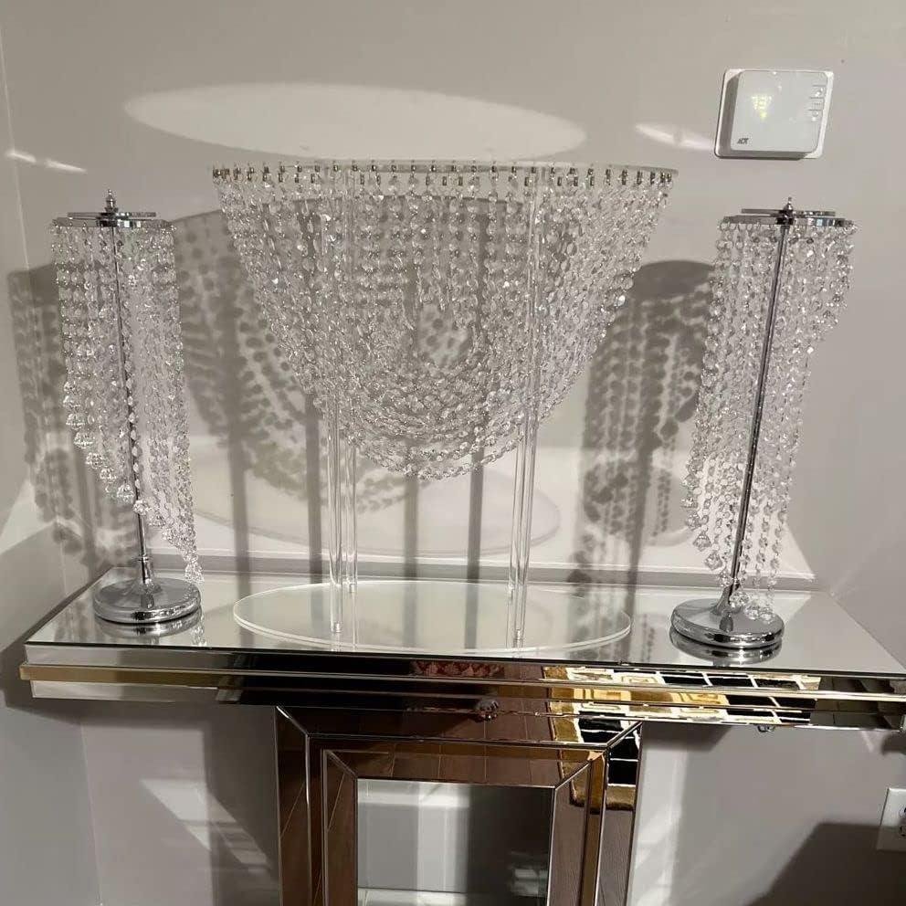 Simprefine Centro de mesa de boda de 24 pulgadas de alto, decoración de mesa de acrílico transparente, soporte de flores, estante de exhibición para