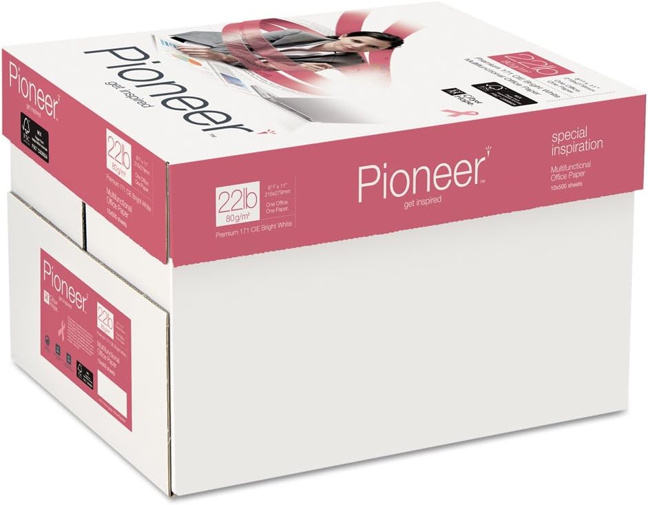 Pioneer Papel multiusos tamaño carta, cartón de 10 resmas, blanco brillante (PIO1122F)