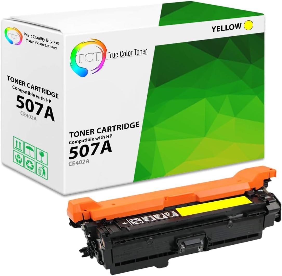 TCT Cartucho de tóner de repuesto prémium compatible con impresoras HP 507A CE402A, color amarillo, funciona con impresoras HP Laserjet Enterprise