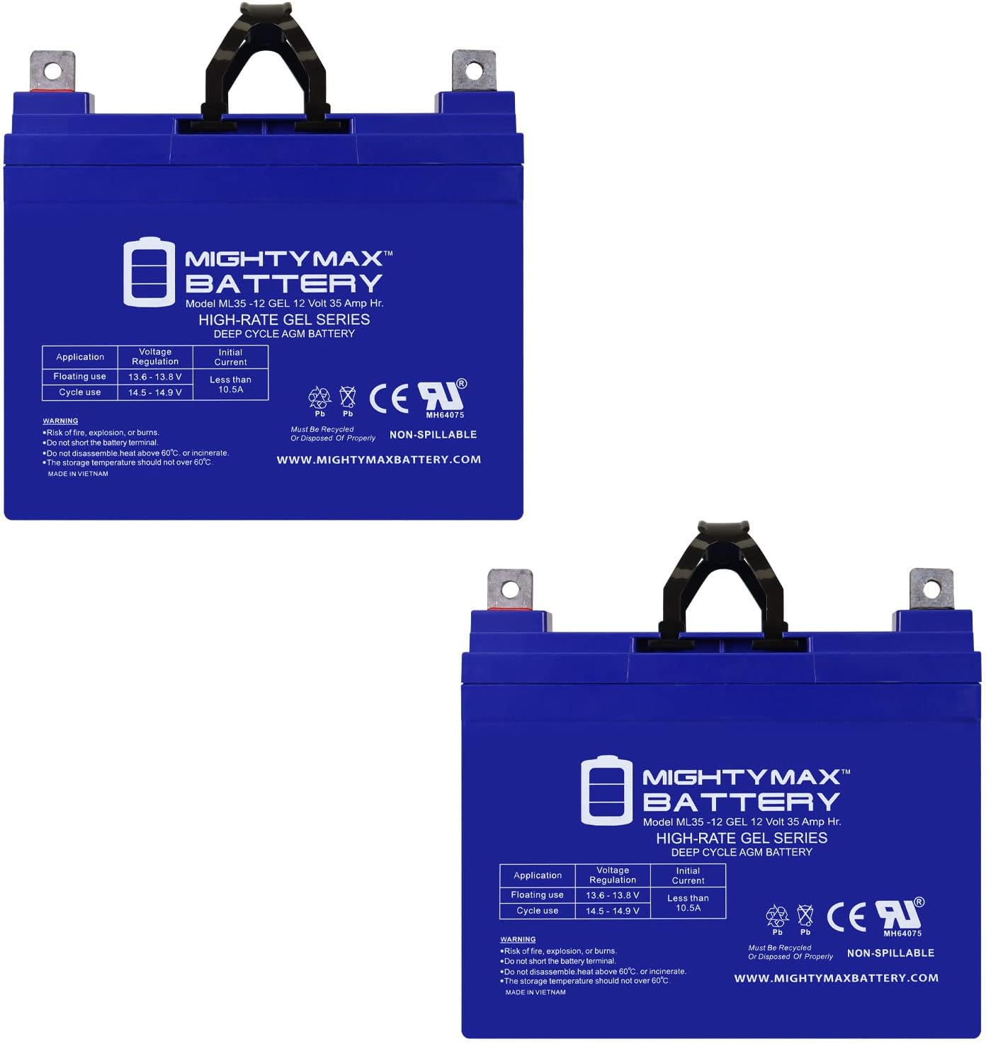 Batería de repuesto de gel NB de 12V 35AH compatible con MK MU-1 SLD M – 2 unidades