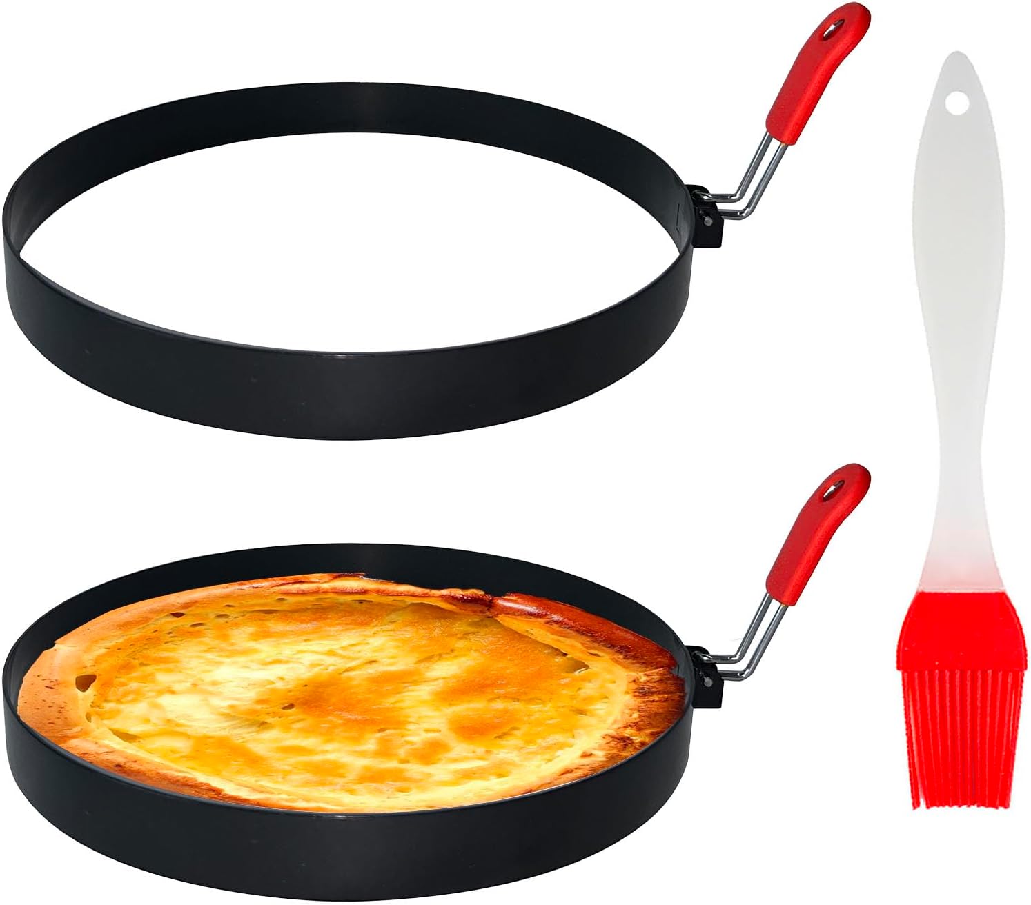 Molde de anillos para panqueques de huevo, paquete de 2 moldes redondos de 6 pulgadas para panqueques, anillo de tortilla de acero inoxidable para