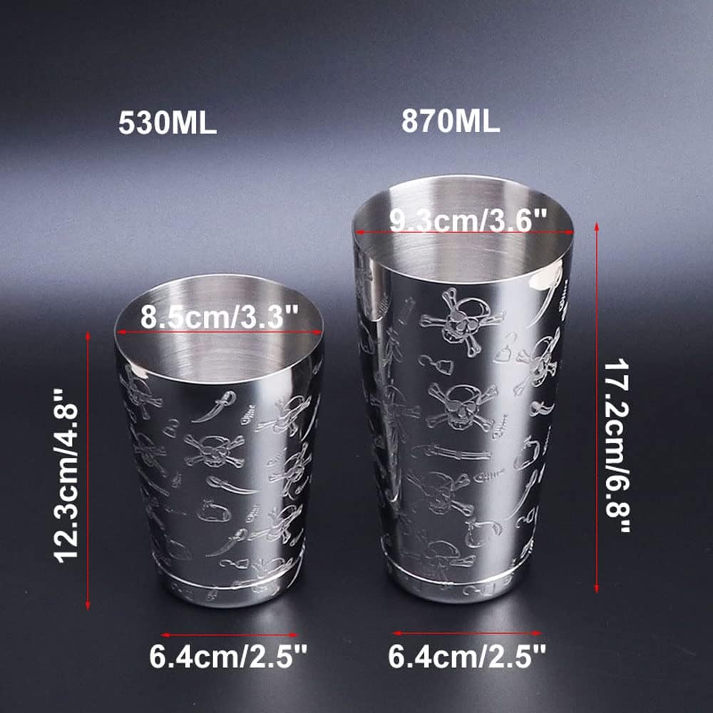 Boston Shaker – Lata de acero inoxidable con patrón grabado  coctelera de 2 piezas con peso de 18 onzas y 28 onzas, kit de coctelera de Martini para