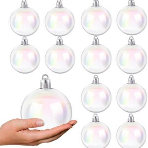 12 adornos de plástico iridiscentes de Navidad de 2.36 pulgadas, adornos iridiscentes para árbol de Navidad, bolas transparentes para Halloween, 12 adornos de plástico iridiscentes de Navidad de 2.36 pulgadas, adornos iridiscentes para árbol de Navidad, bolas transparentes para Halloween,